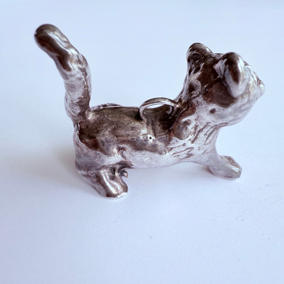 3D Standing Prancing Cat Kitten 925 Sterling Silver Pendant For Necklace 1.3" - Picture 4 of 8